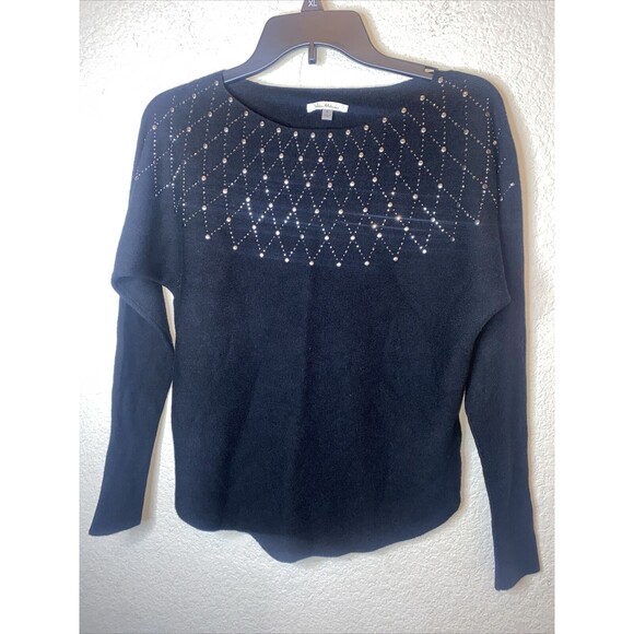 Vila Milano Wool Blend Sweater Black Stud Rhinestone S fairy goth party club - Picture 1 of 8